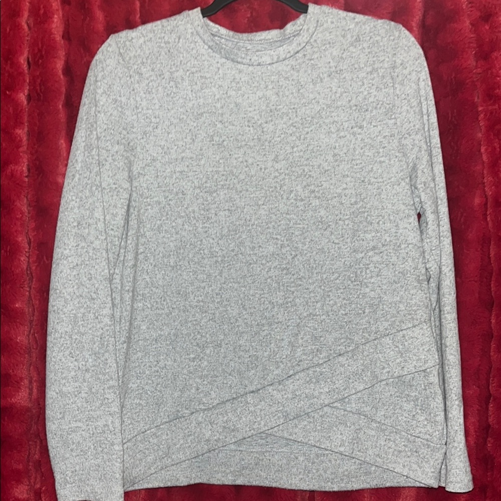 SHEIN Heather Gray Cross Hem Sweater